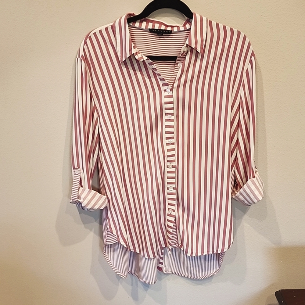 Rose and white blouse